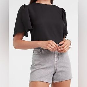 Express Scalloped Flutter Sleeve Top